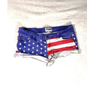 Tipsy Elves USA Flag Denim Shorts XL Patriotic Stars